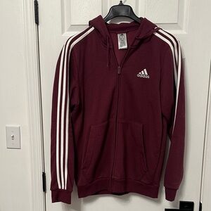 Adidas Burgundy Zip-Up with White Accents
